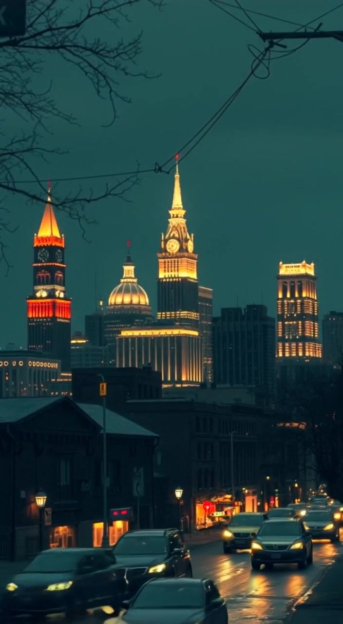 Cleveland Skyline Night Timelapse
