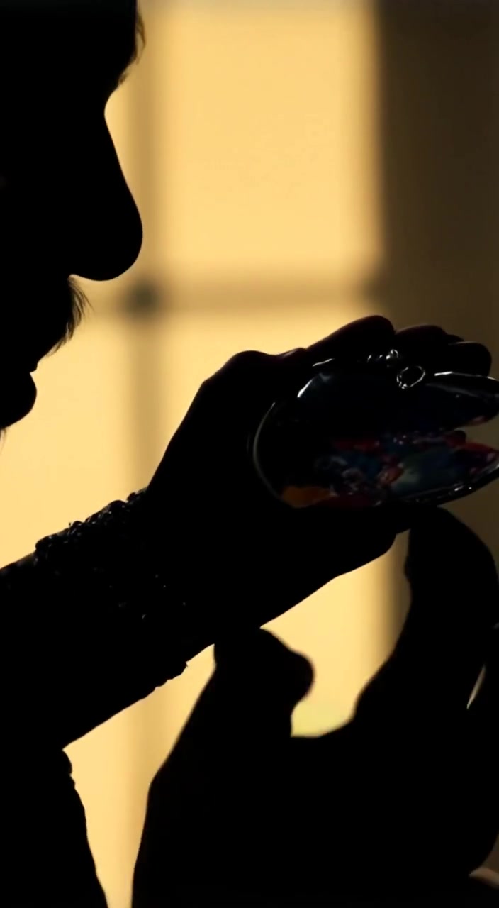 The person gently opens the heart-shaped locket, revealing a hidden photo that catches the light.