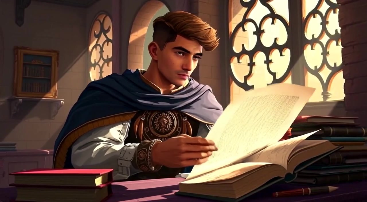 Sunlight gently illuminates the boy's focused expression as he turns the page of a thick book.