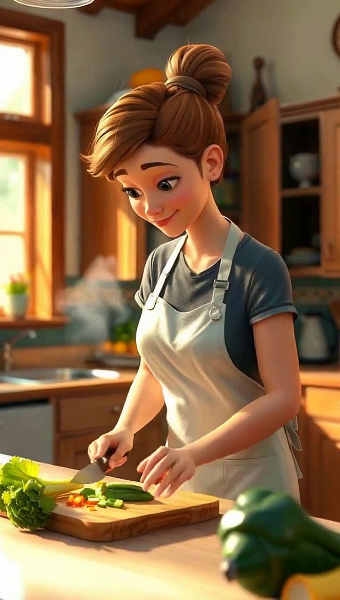 Little Cat Assists Mom in the Kitchen