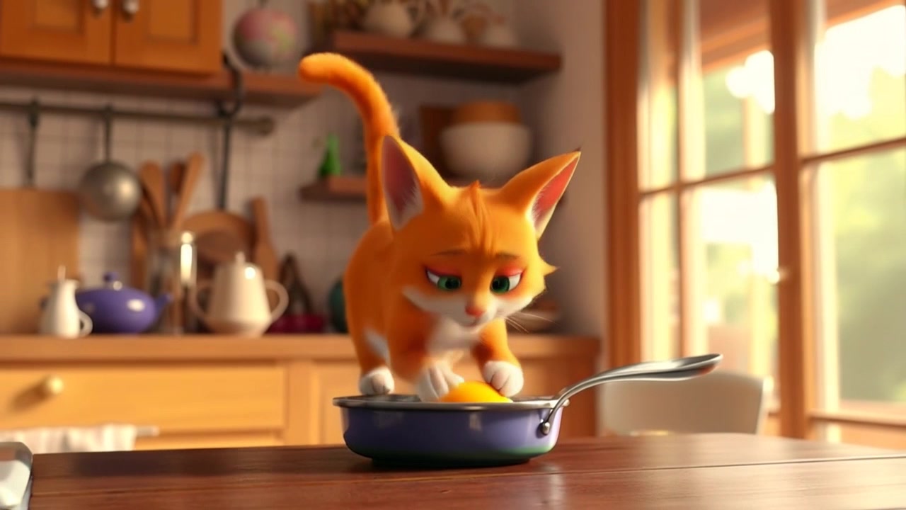 Cat Cooks an Omelette and Leaves Like a Pro
