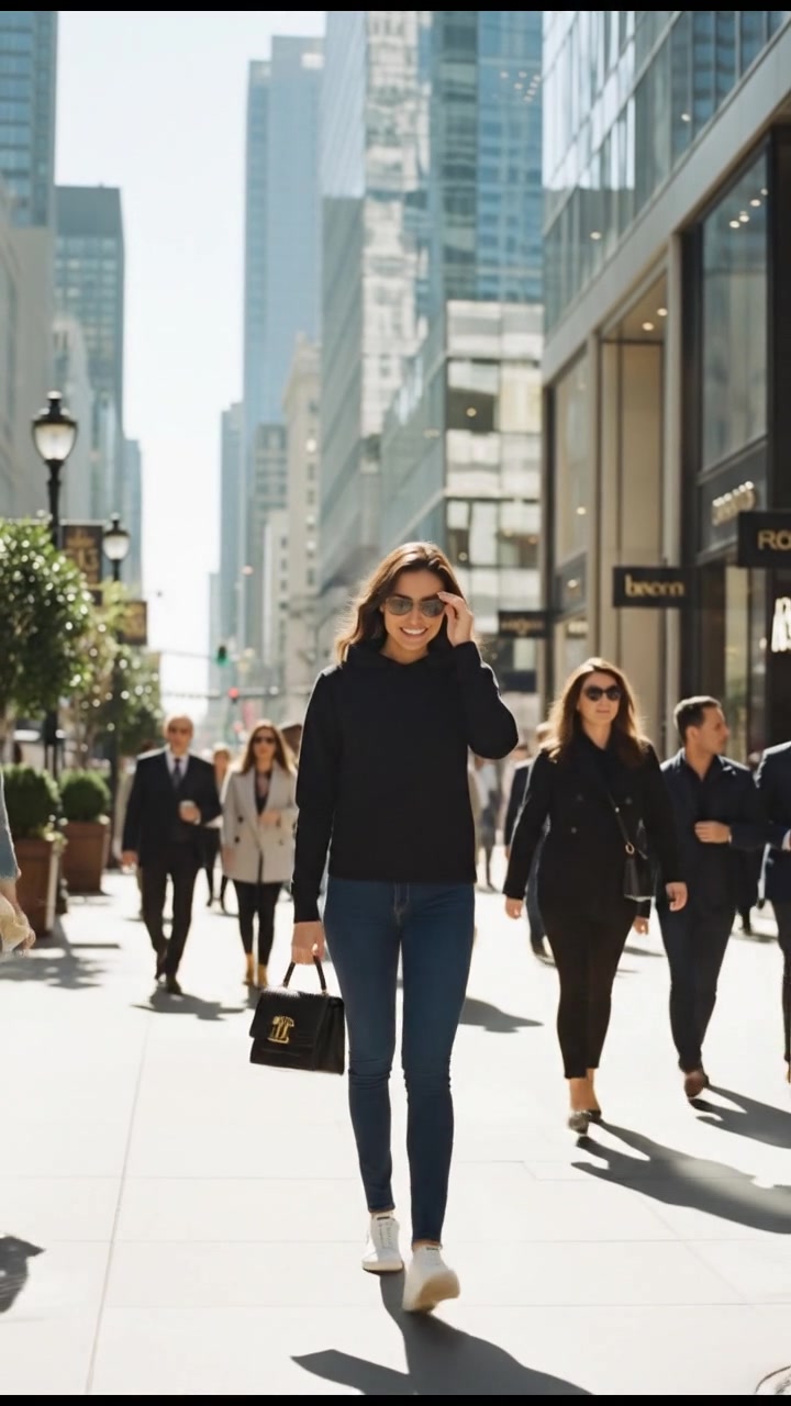 Luxury Life: Teen in Black Hoodie Shops in Style