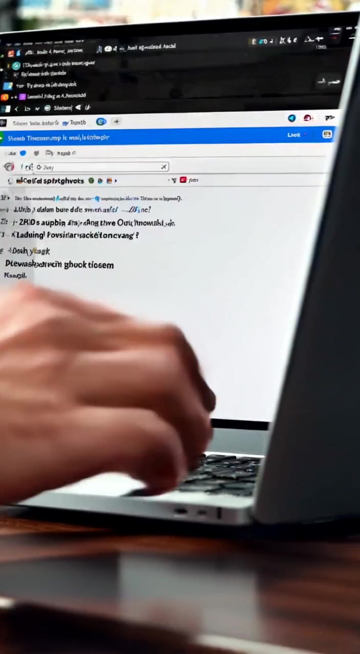 A hand gently turns the pages of a book on the desk, while the laptop screen shows code.