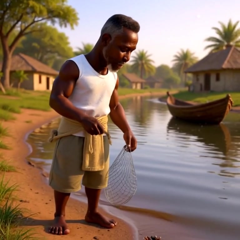 Harmony in the River: A Fisherman and a Mermaid