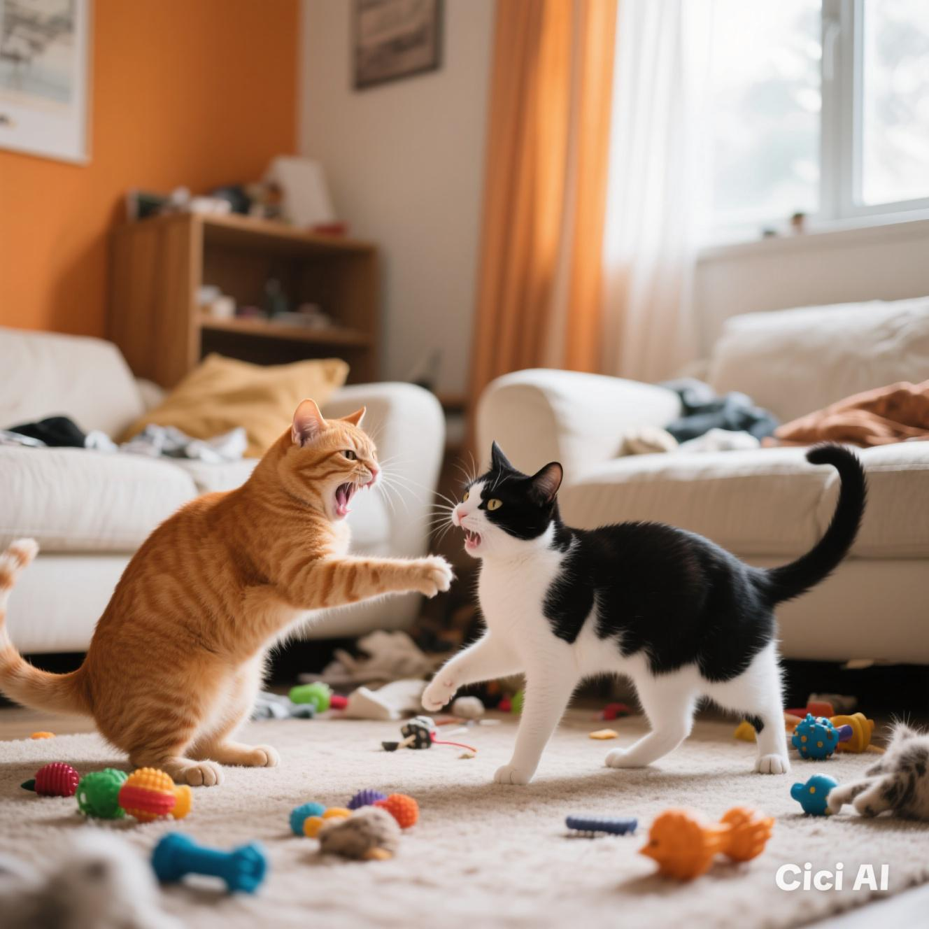 Kucing Bertengkar Sahabatnya