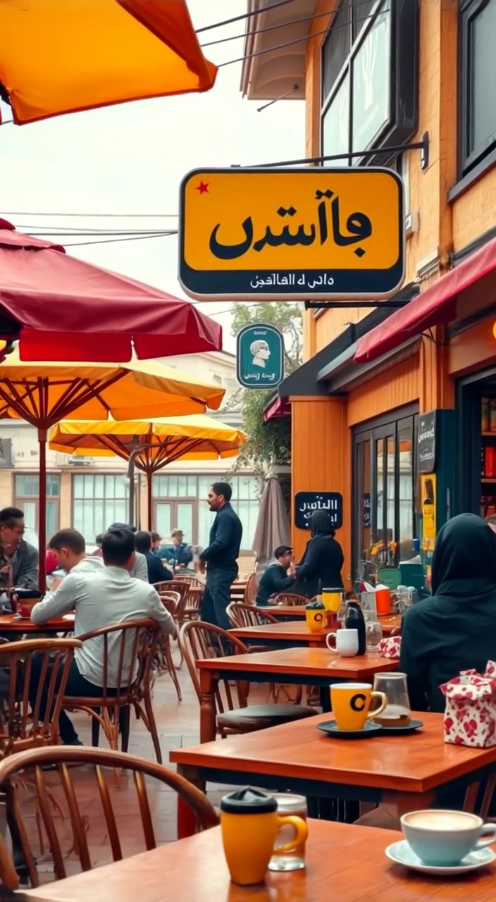 Baristas gently prepare coffee as customers chat quietly in a lively café filled with warm sunlight.