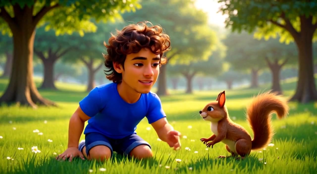 Forest Friendship: A Boy and His Squirrel