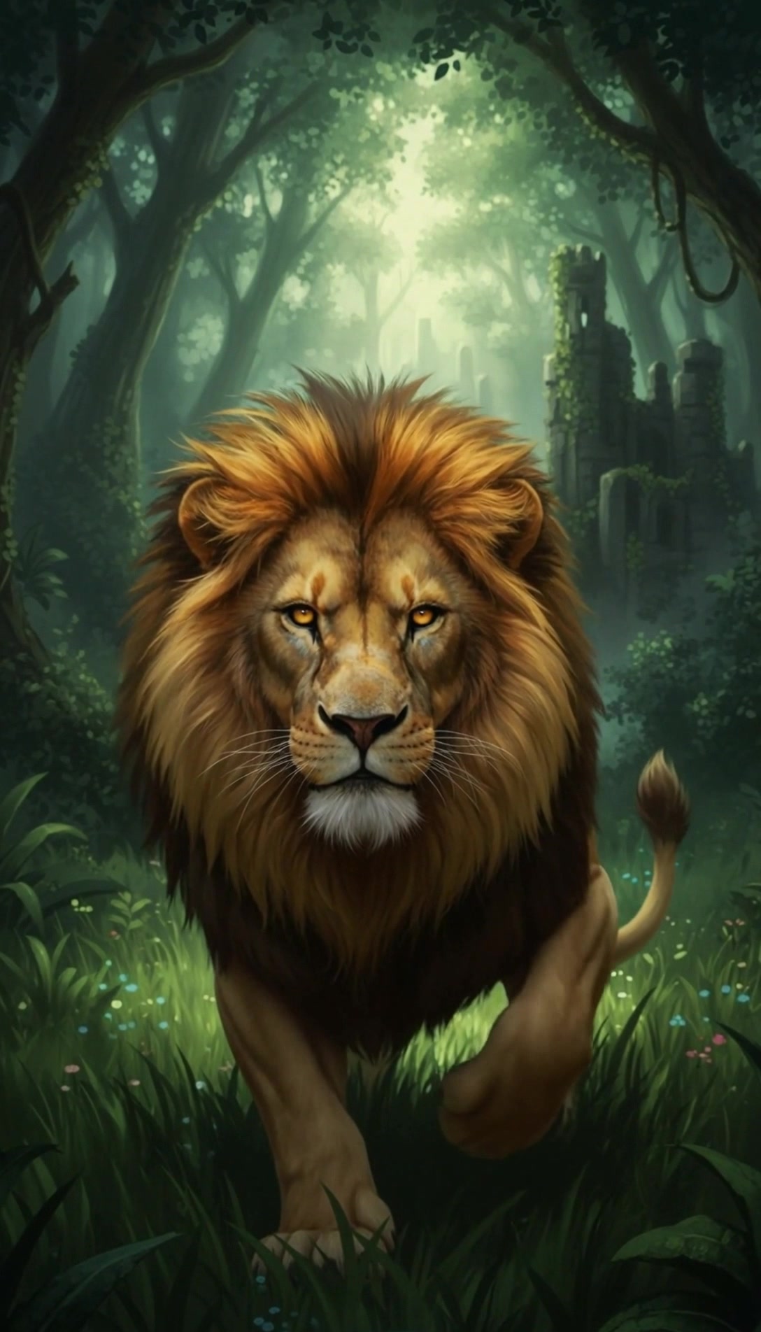 Jungle Standoff: The Lion and the Elephant