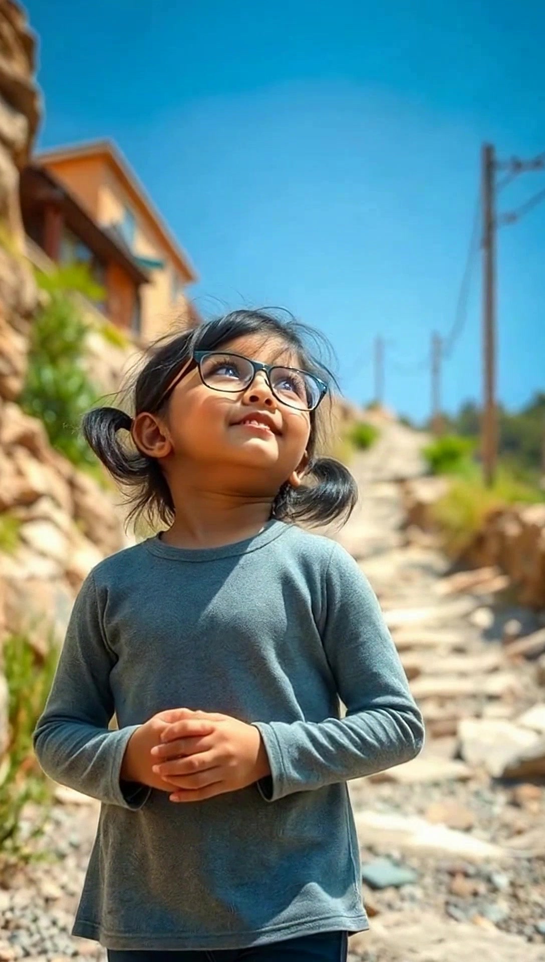 Mountain Adventure: A Little Girl and Her Dogs' Starry Night