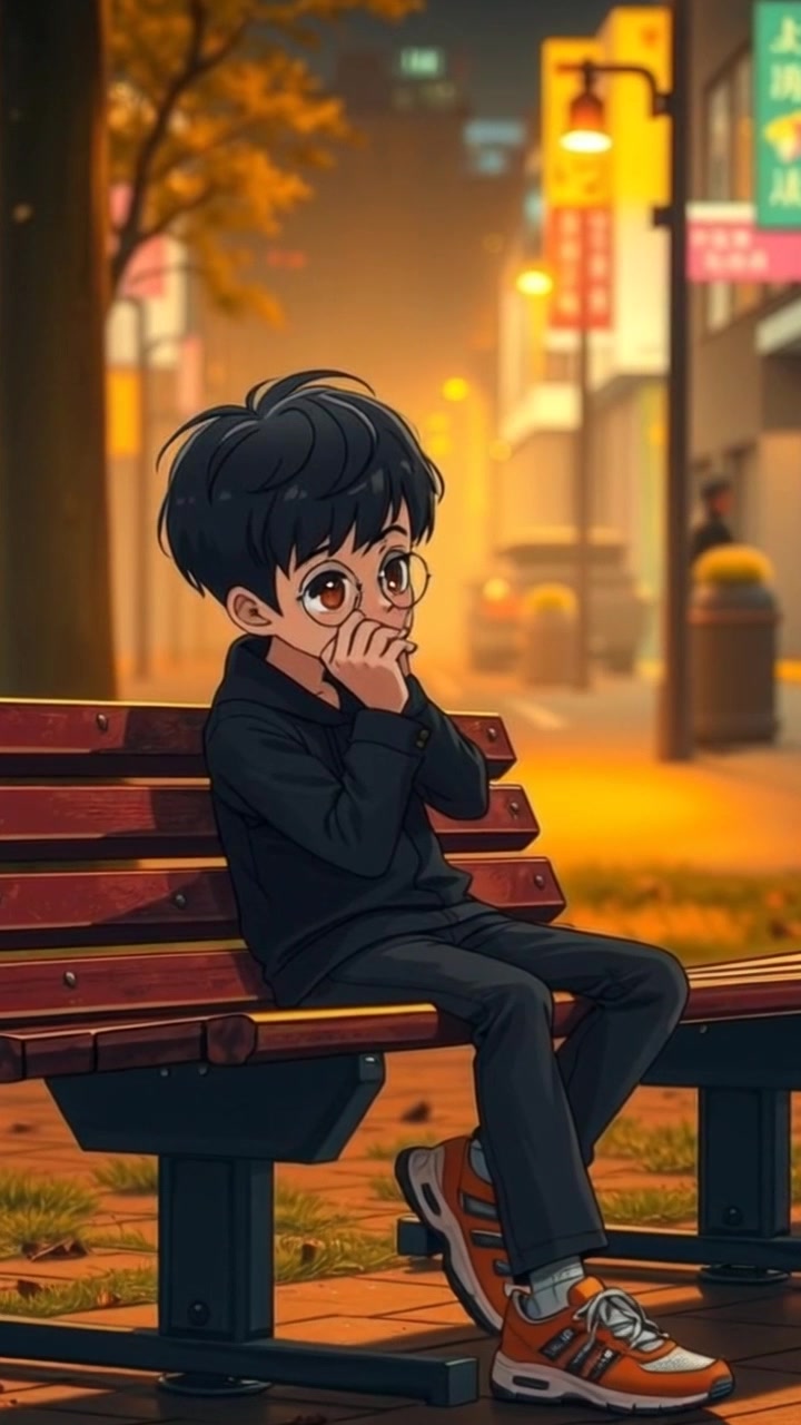 Subject: A young person sitting on a park bench, visibly upset as they wipe away tears. Scene: A tranquil park setting, with lush greenery and distant trees casting gentle shadows. Style: Soft, diffuse natural lighting, creating an intimate atmosphere. Motion: The camera slowly pushes in towards the subject, capturing the emotion on their face, while a gentle breeze rustles the leaves around them, adding to the poignant moment.