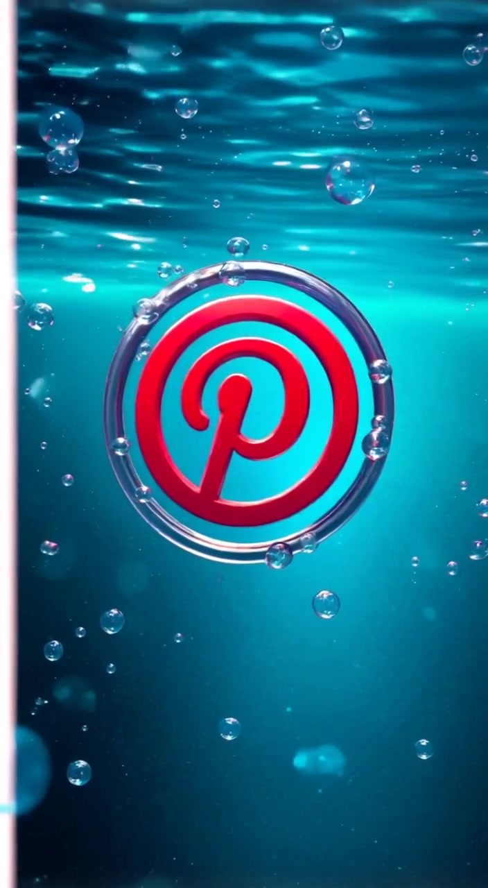 The logo gently rotates amidst floating bubbles in a serene blue aquatic setting.