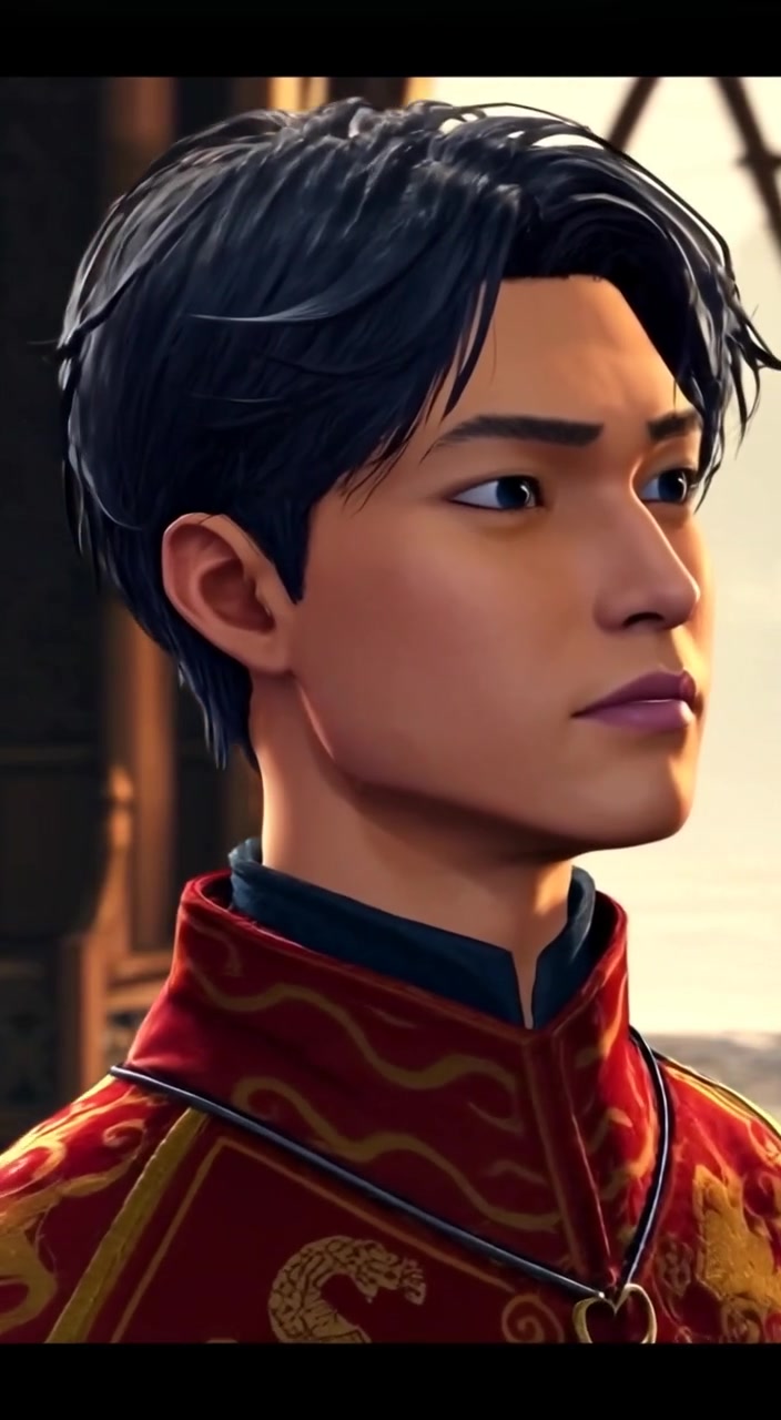 The man gazes contemplatively out the window, light softly streaming into the grand palace interior.