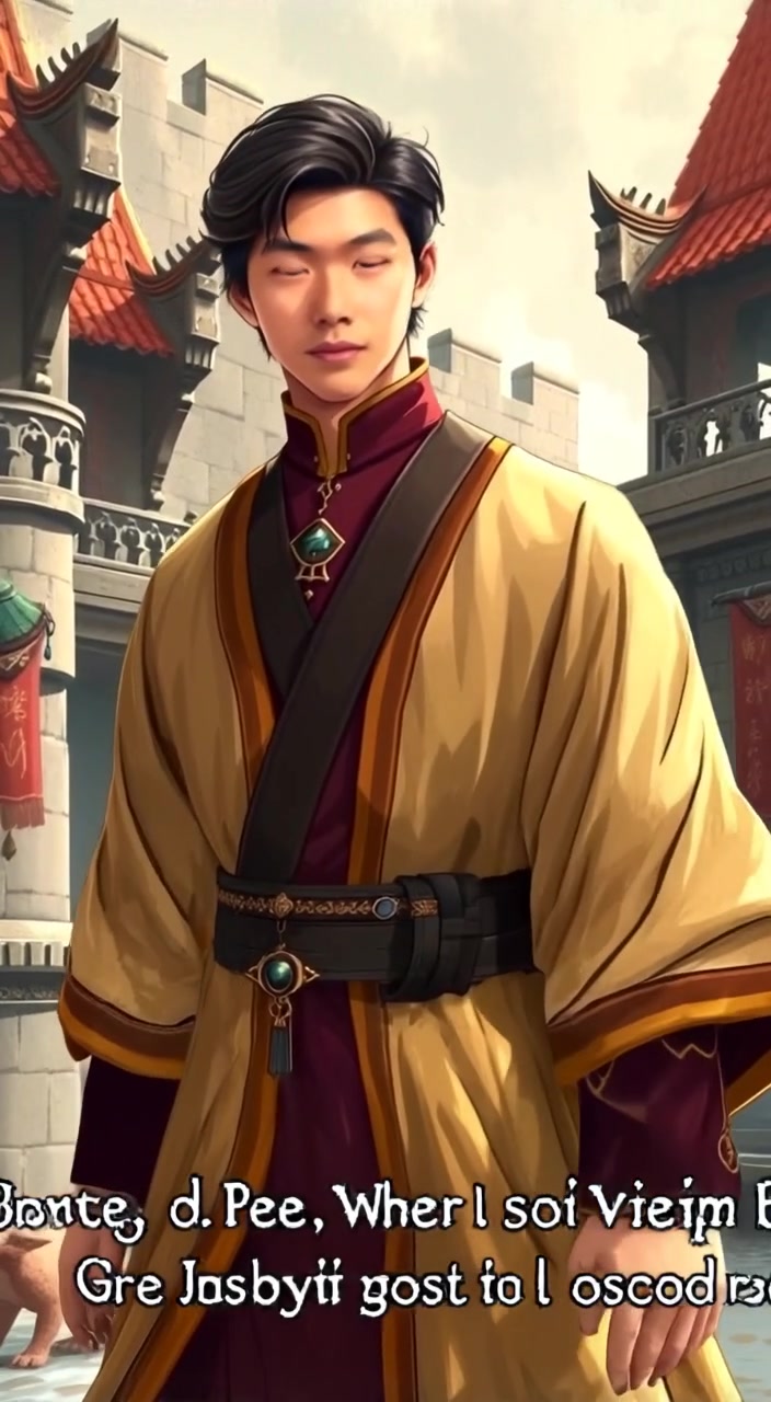 The king stands proudly, his regal dress gently swaying as he gazes out over the kingdom.