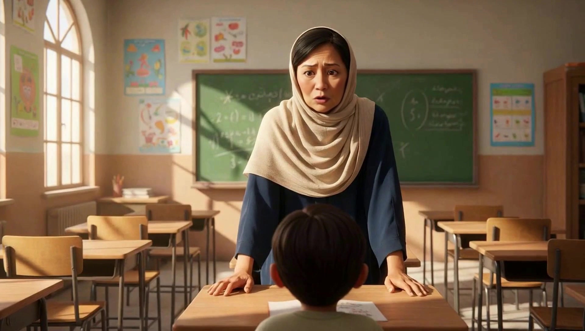 دانش آموز بیمار و کمک معلم