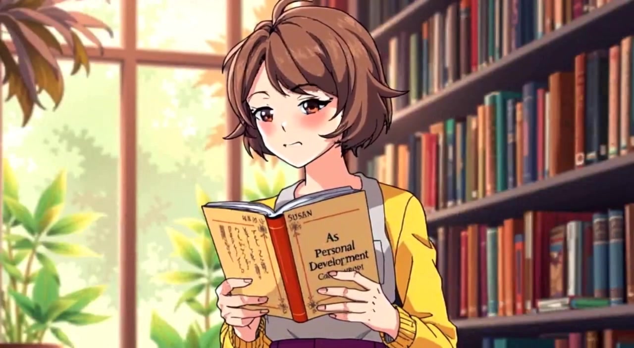 The person gently turns the pages of the book, absorbing the wisdom in the quiet library.