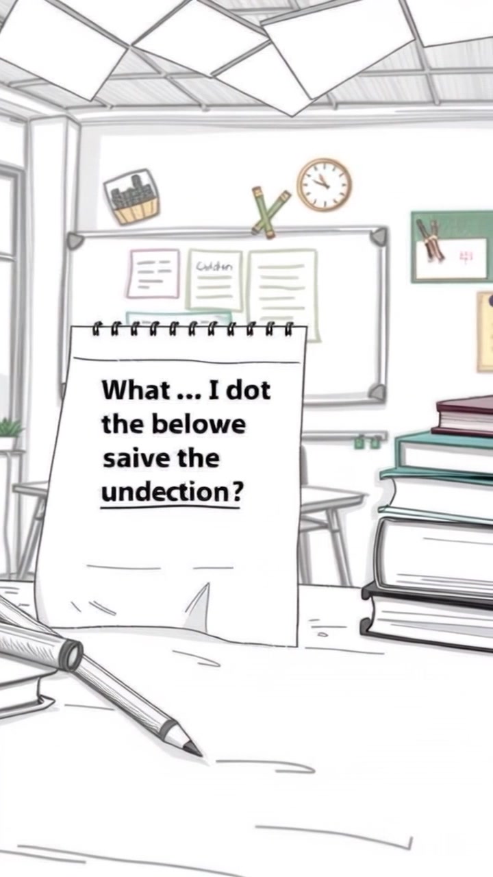 A close-up of a classroom desk with a paper displaying the question, surrounded by pencils and books.