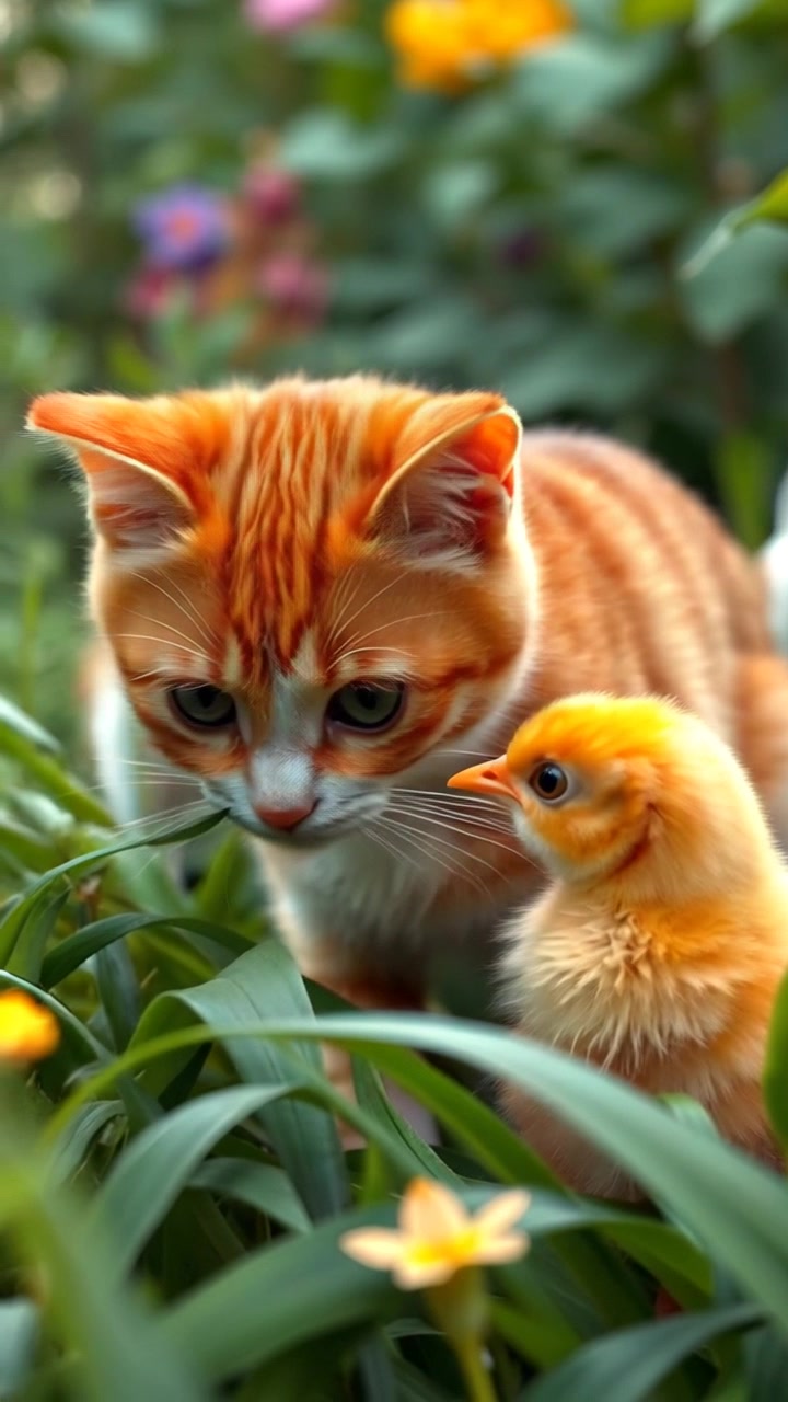 Persahabatan Unik: Kucing dan Anak Ayam