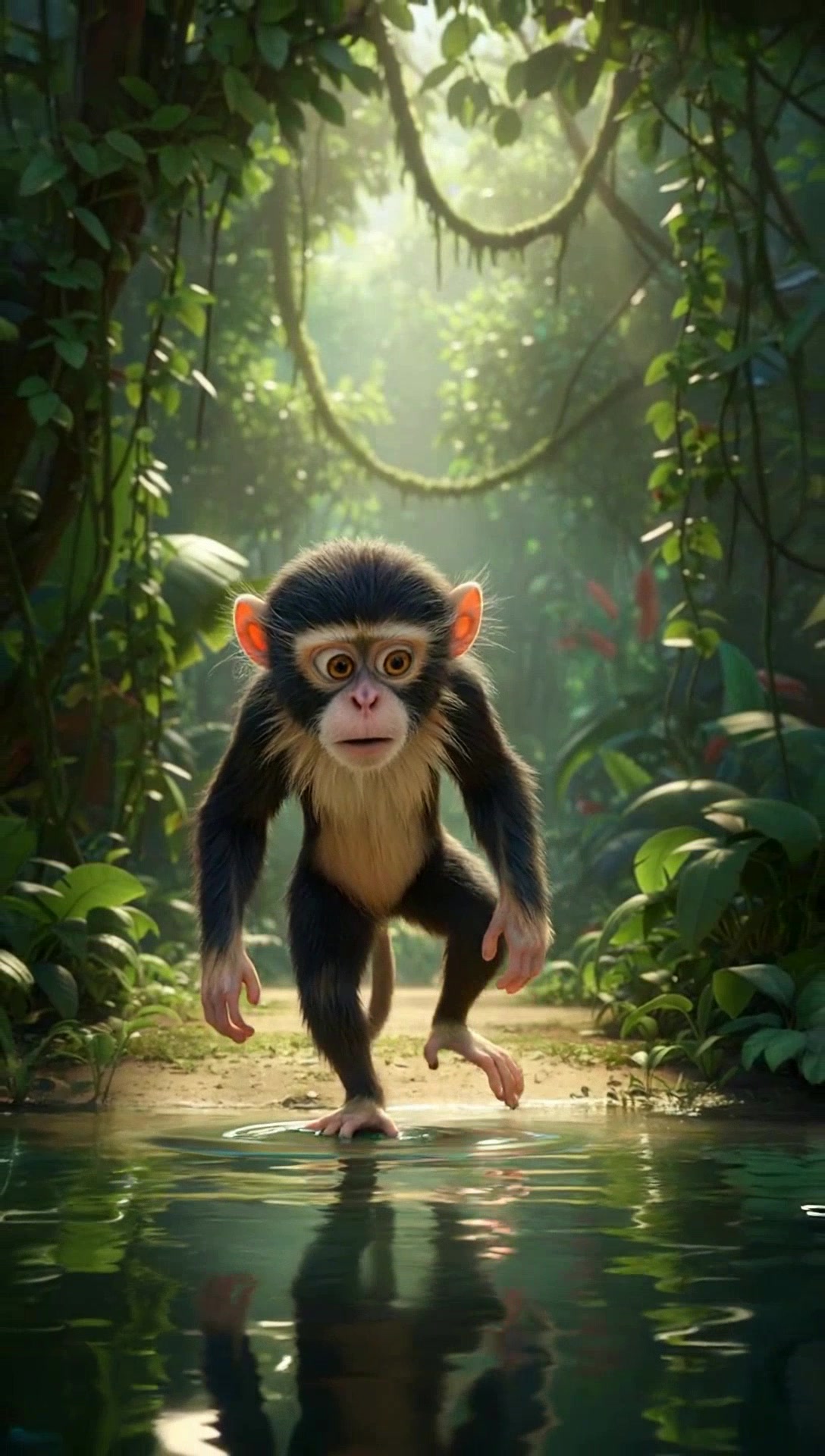 Monkey Asks Elephant for Help to Cross River