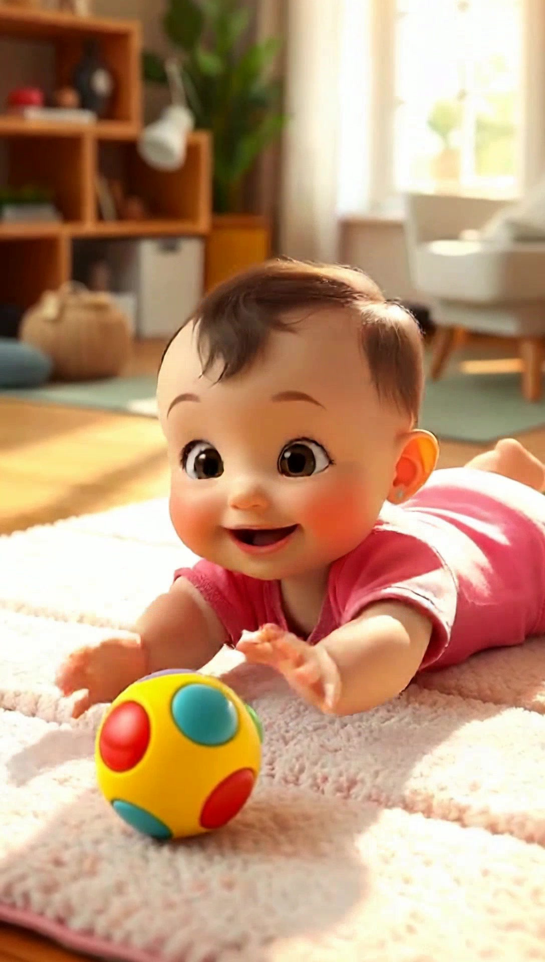 Adorable Baby and Playful Persian Cat