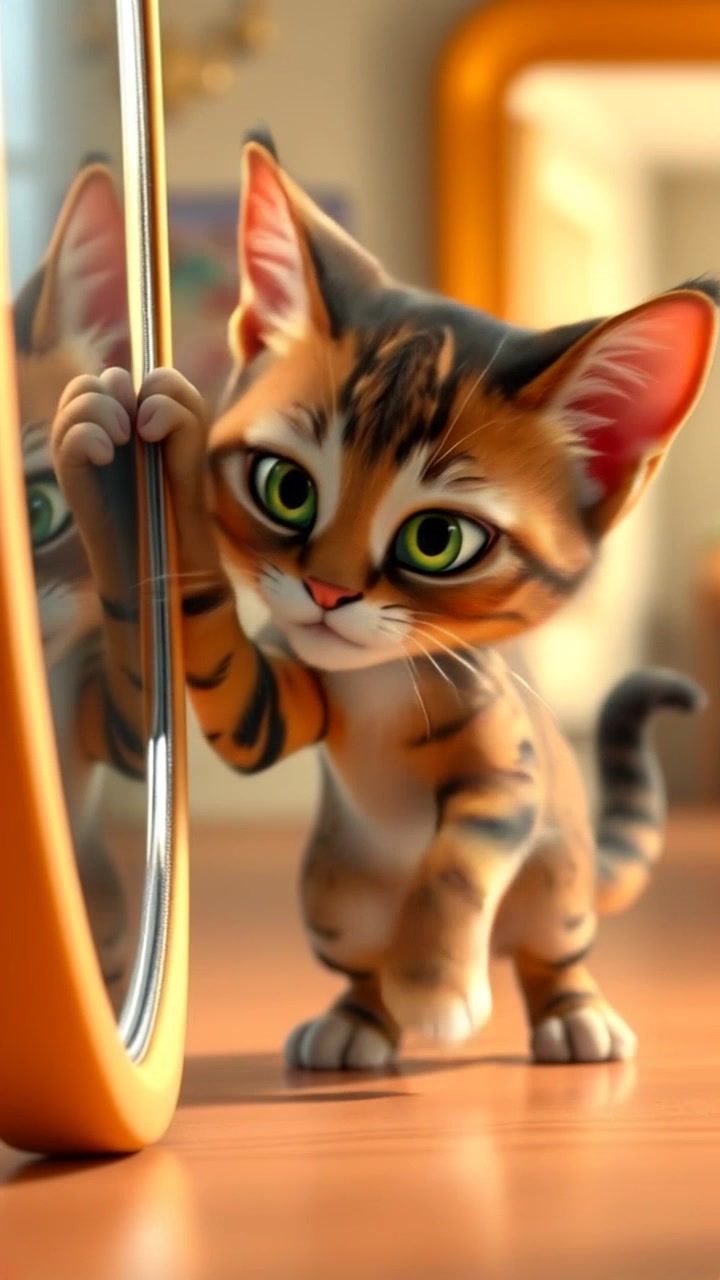 Cat vs. Reflection: The Cutest Showdown Ever!