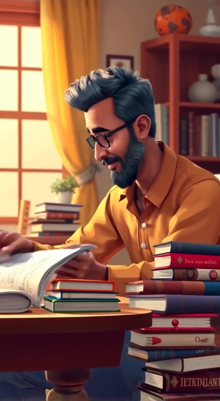The boy gently turns the page of an open book, bathed in warm light within a cozy room.
