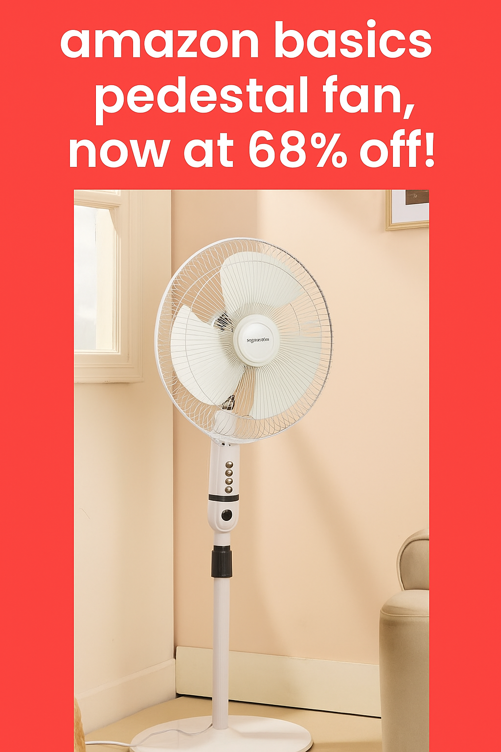 🌬️ Stay Cool with the Amazon Basics Pedestal Fan – Now 68% OFF!
