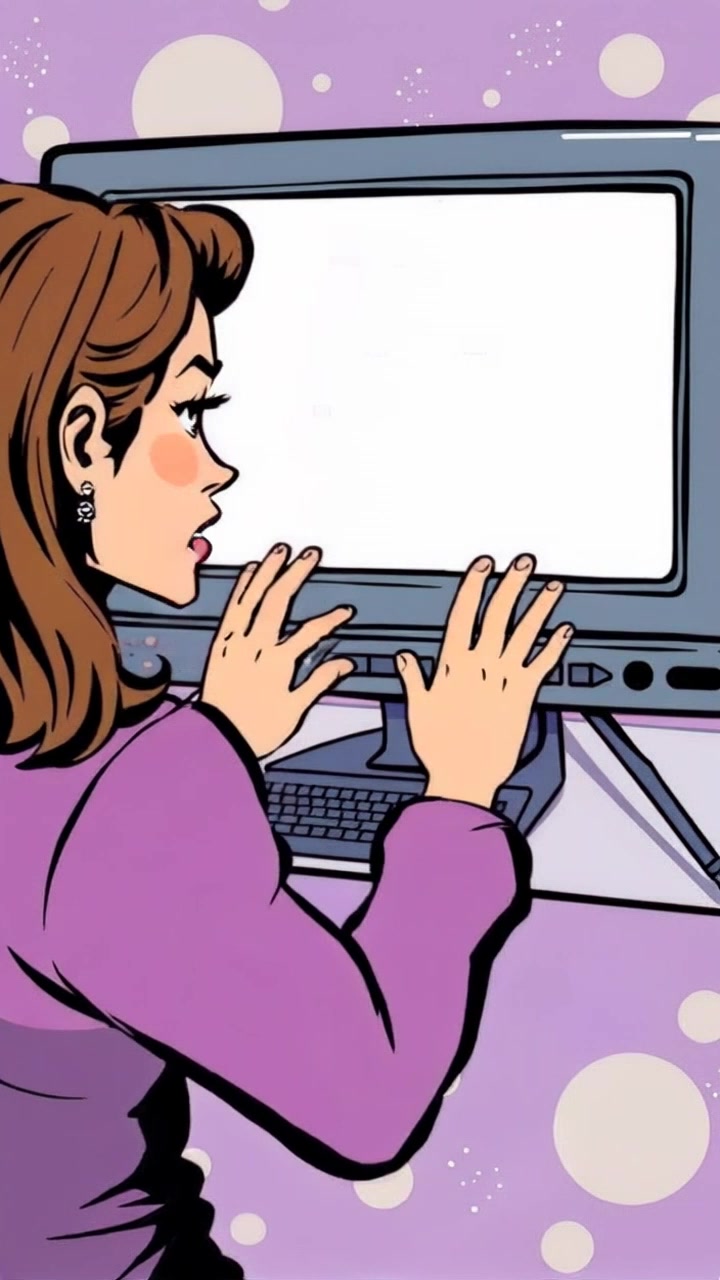 An empty video editing software interface with a frustrated user looking at it. Slowly zoom into the user's expression of confusion and despair as they interact with the software. Dark ambient lighting enhances the mood of frustration.