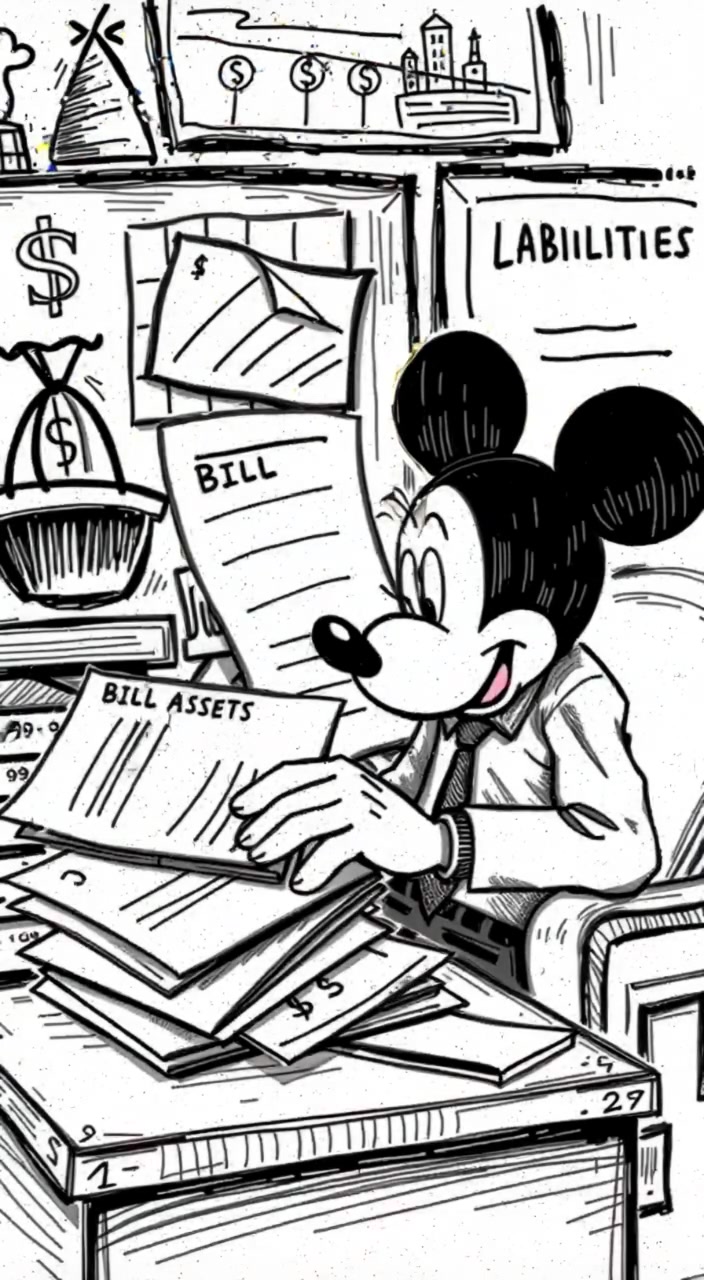 The man thoughtfully flips through bills and loan applications on a cluttered desk, surrounded by crumpled papers.
