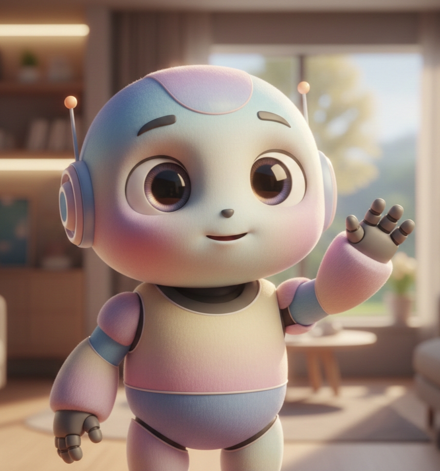 Wholesome 3D AI Robot in Chibi Style