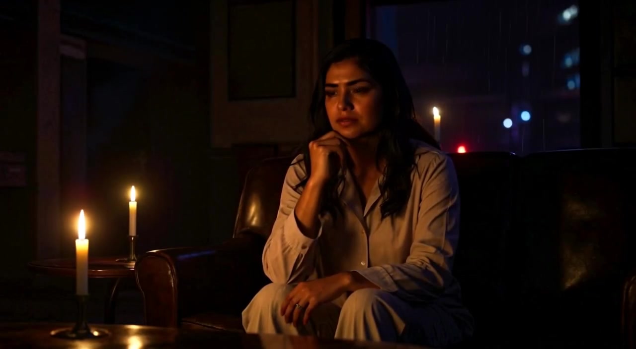 The candles flicker gently, casting dancing shadows on the walls of the darkened room.