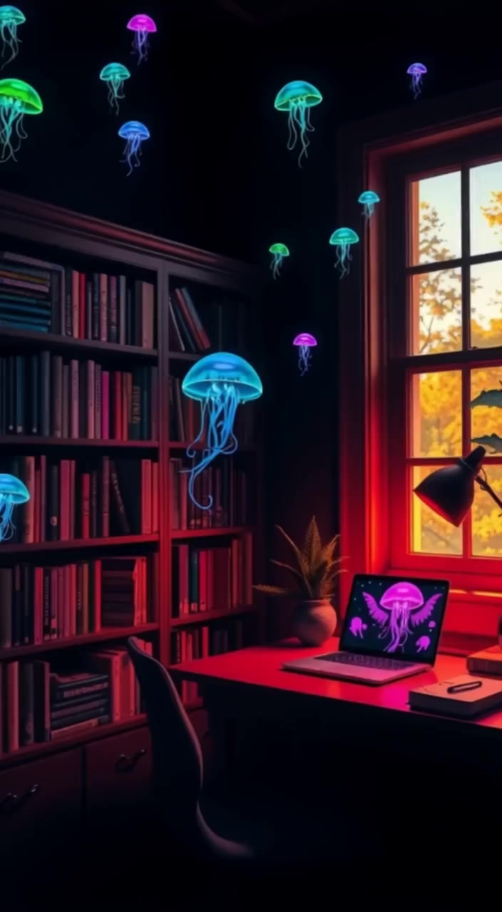 Light gently filters through the window, illuminating dust particles dancing in the air above the open book.