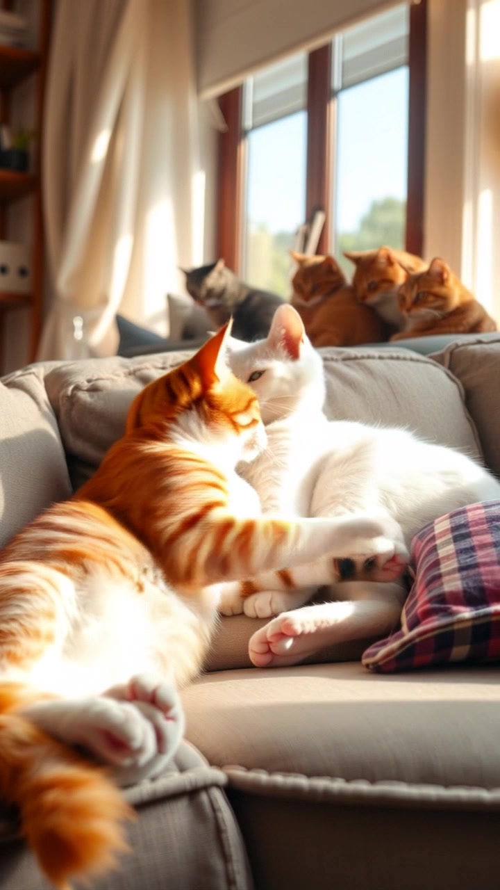 Kucing Oren dan Mochi: Petualangan Lucu di Sofa