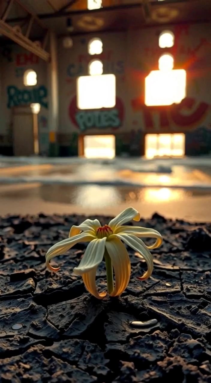 A close-up of a wilted flower on cracked soil, symbolizing despair and hopelessness.