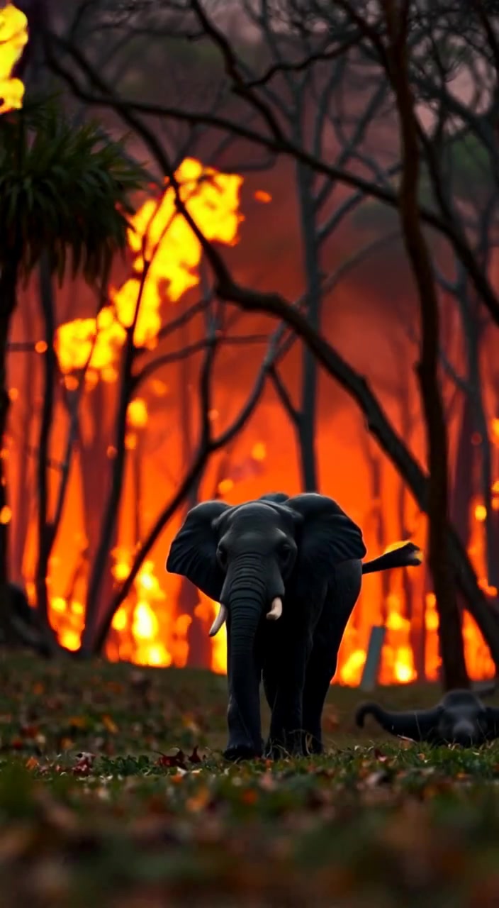 Brave Rescue of a Baby Elephant from Forest Fire