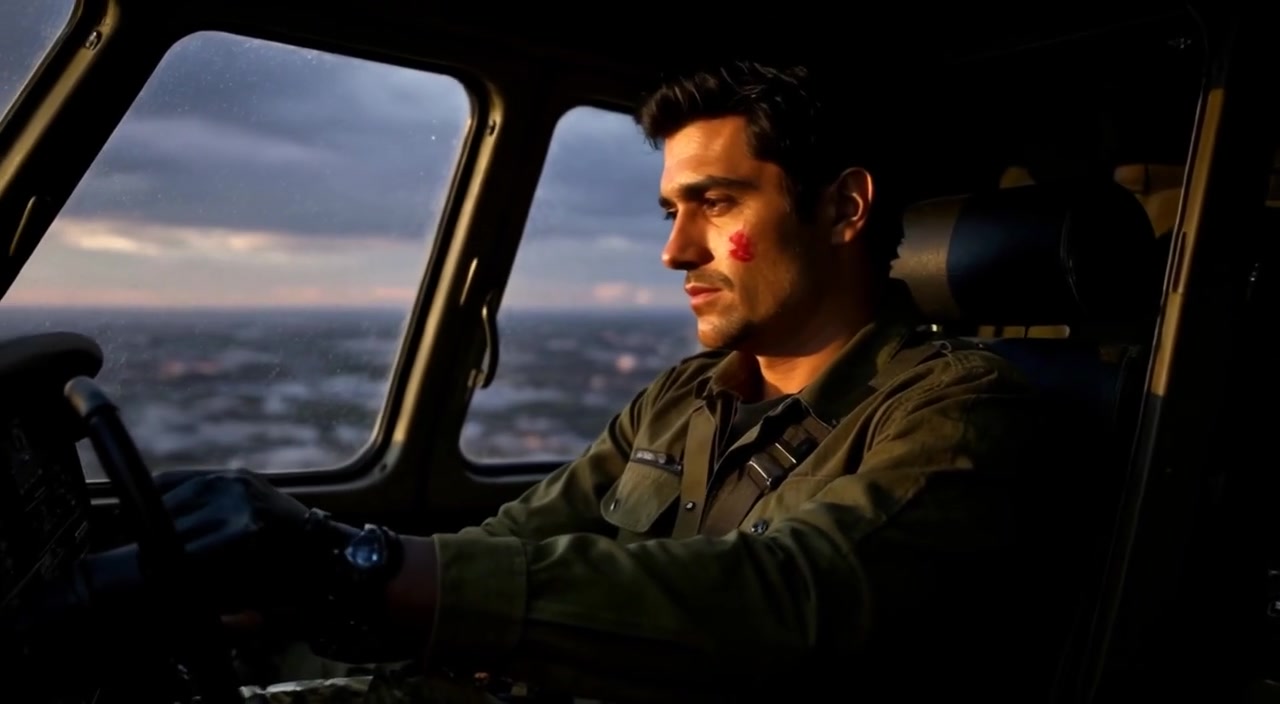 The pilot gently adjusts the controls while gazing intently at the cockpit display, deep in concentration.
