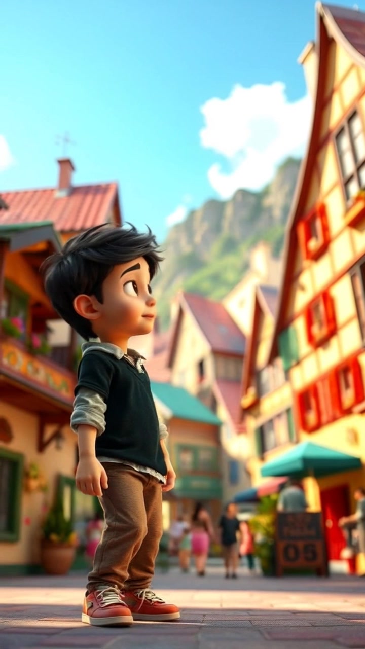 Playtime Adventures: 3D Cartoon Child and Dog in the Backyard