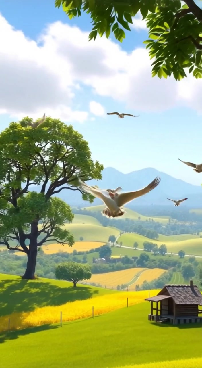 Serenity in an Indian Village: A Cartoon Illustration of Simple Life