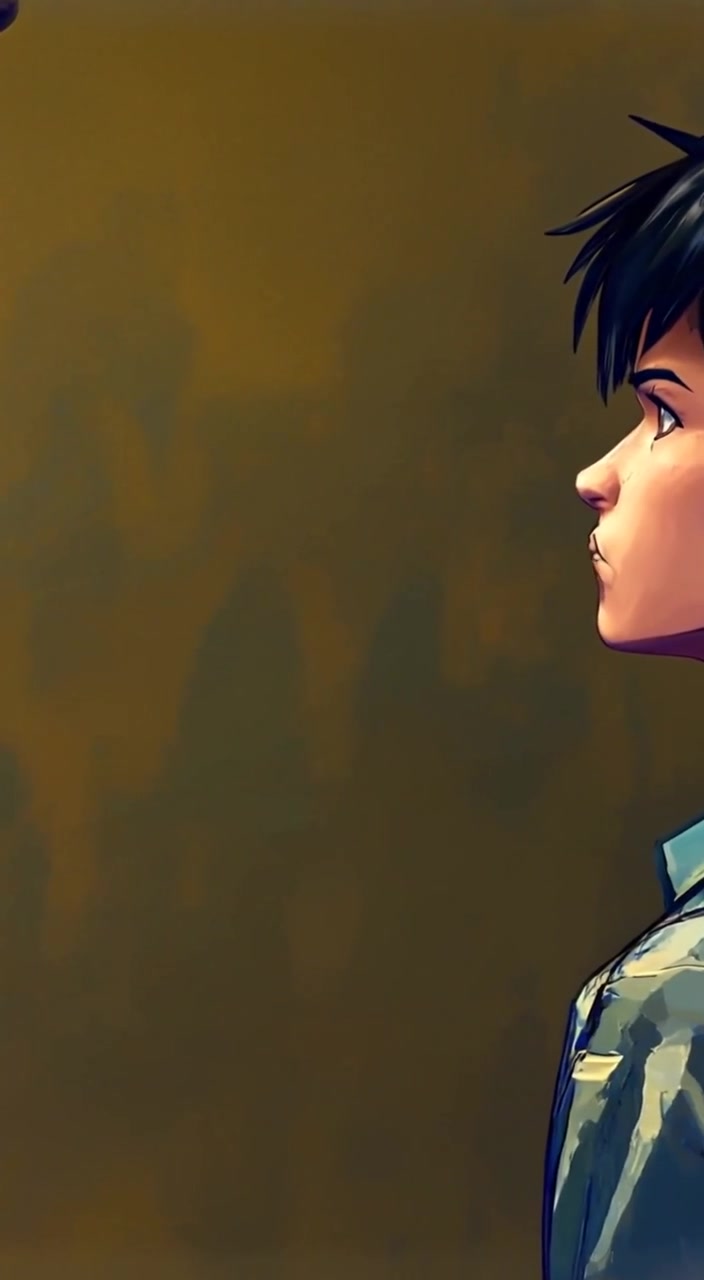 The man gazes intently at the ticking clock, shadows flickering around him in the dimly lit room.