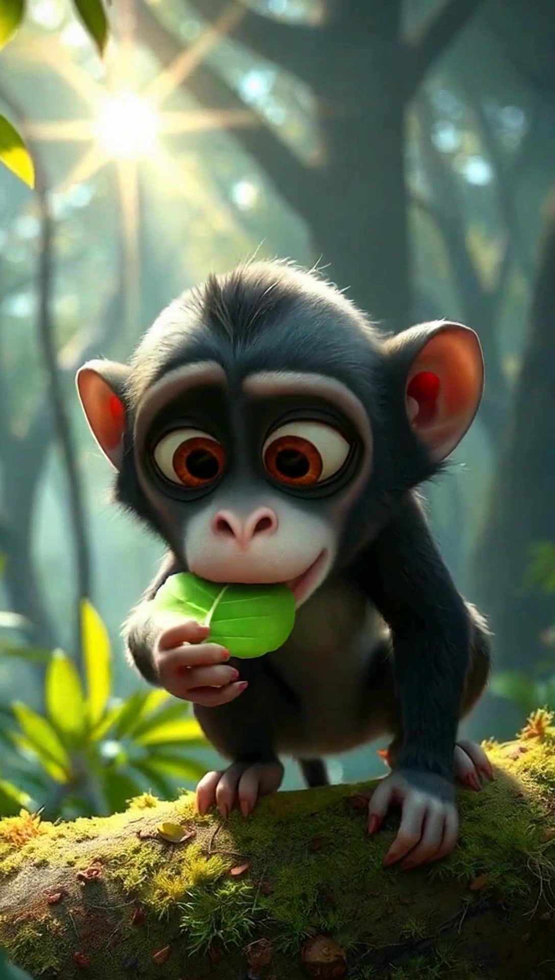 Monkey Enjoys Tasty Apple