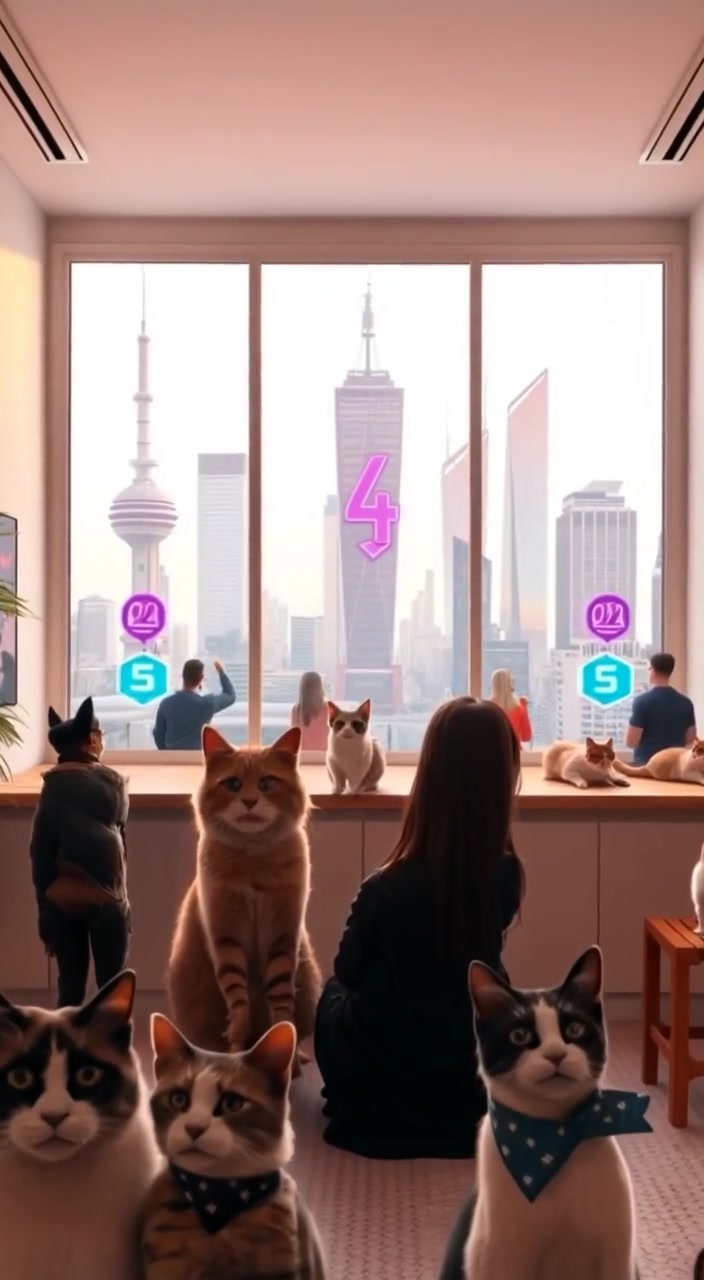 People lounge in a neon-lit park, while holographic displays flicker gently in the bustling futuristic city.