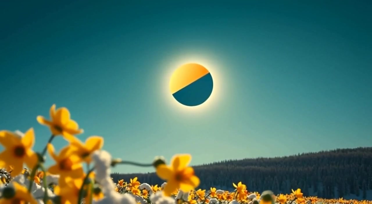 The sun and moon align gracefully during a solar eclipse, with a deep blue sky around them.