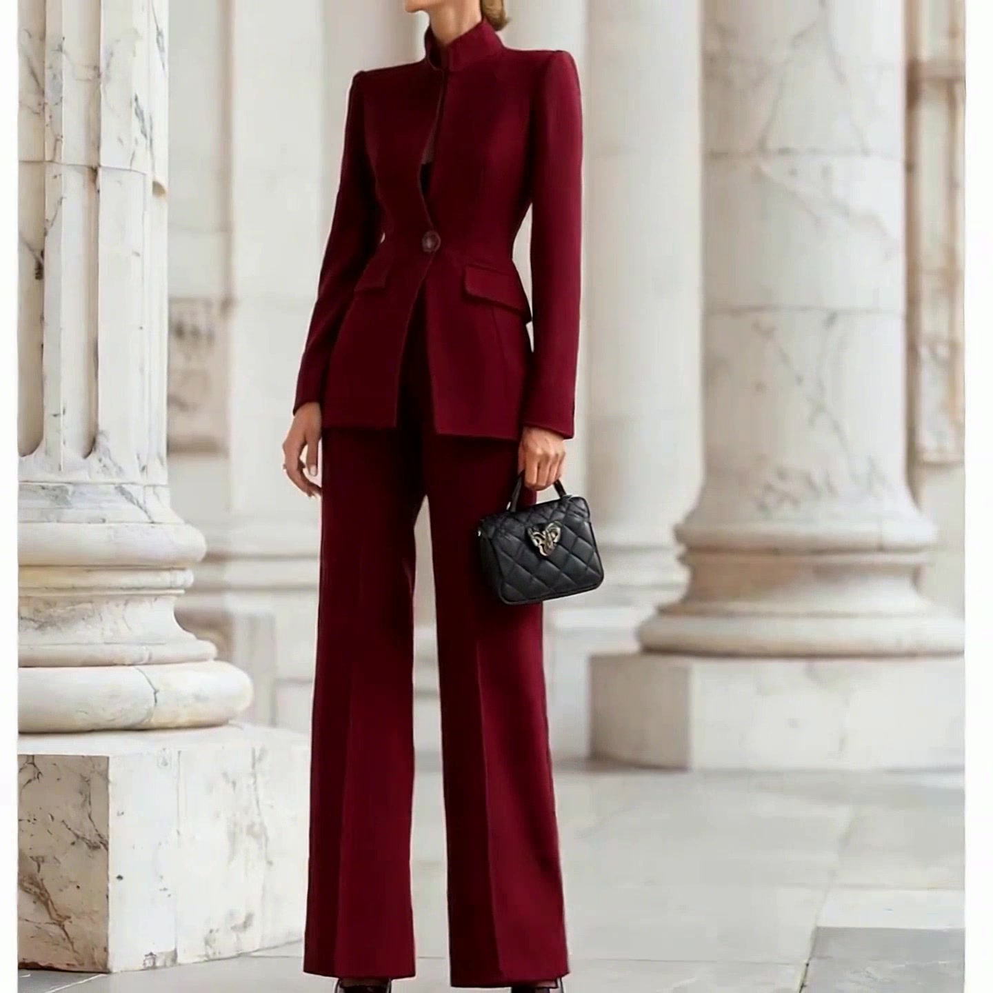 Unstoppable Elegance: The Wine-Red Suit