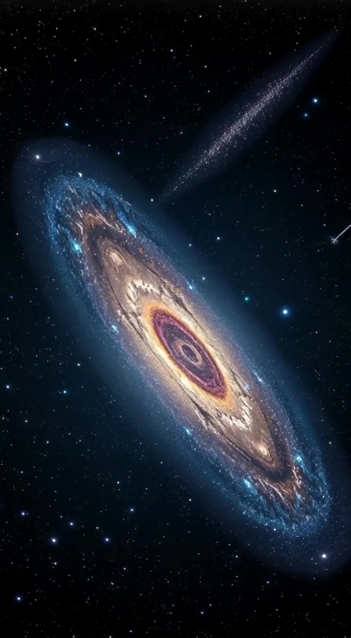 A vast view of the universe filled with stars, galaxies, and cosmic dust against a dark sky.