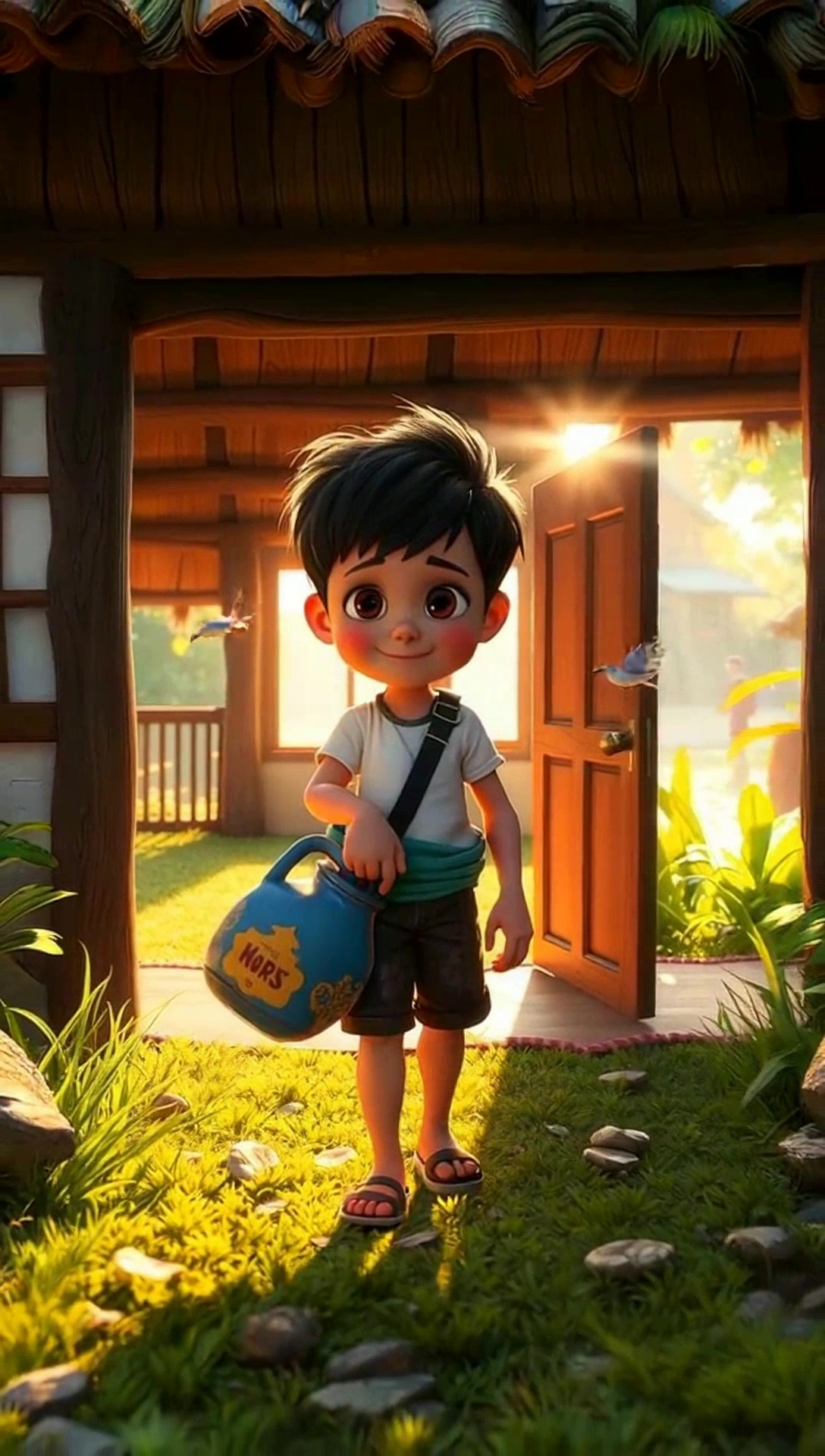 A Boy's Morning Water Fetching Adventure