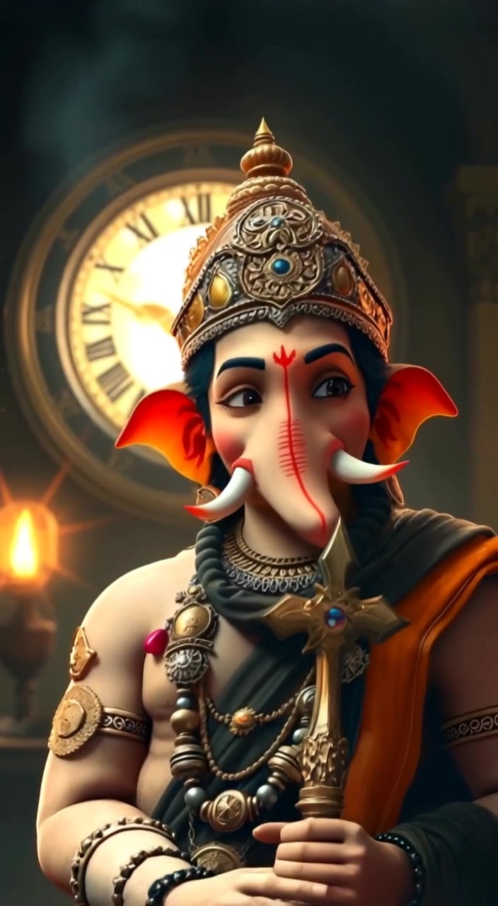गणेश जी का दिव्य प्रकाश में स्वागत