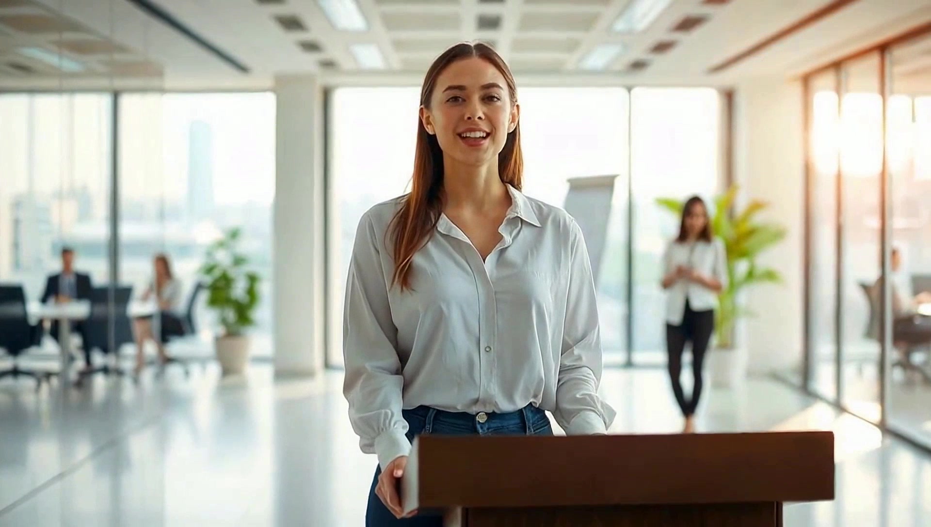 Corporate Female Trainer: 6 Slides, 5 Versions