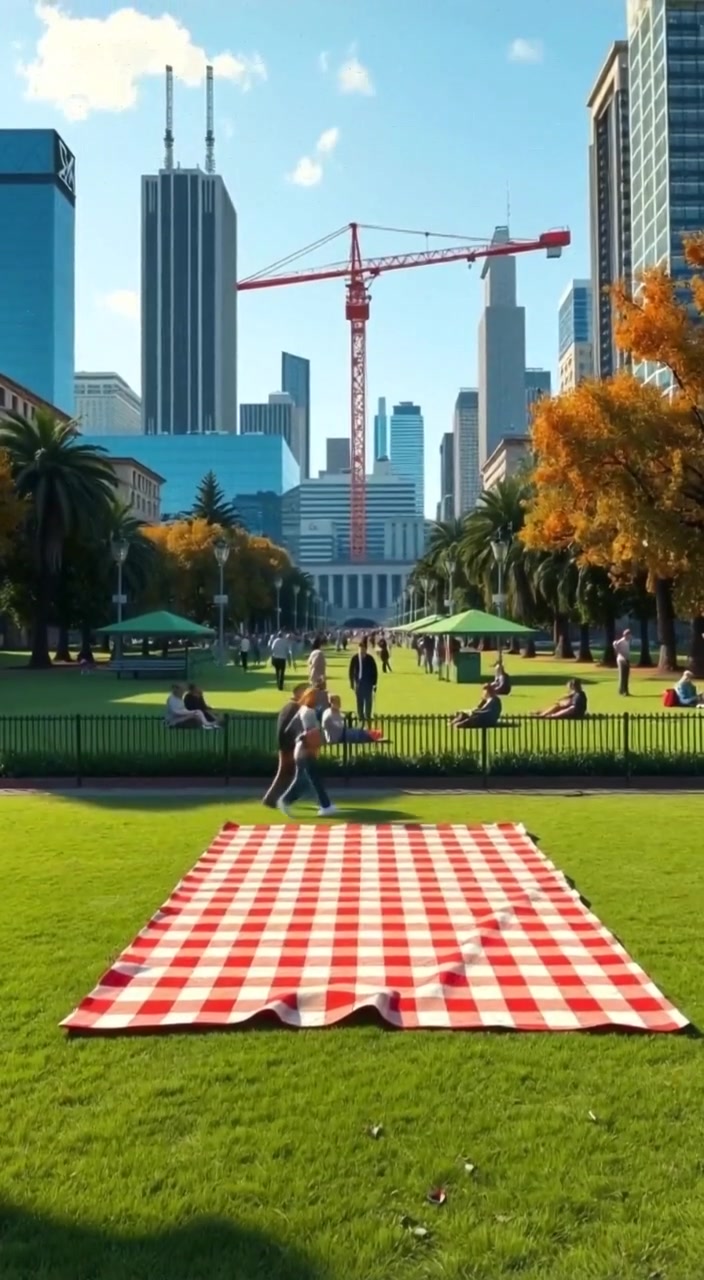 Tiny Workers Crafting Sushi with a Crane