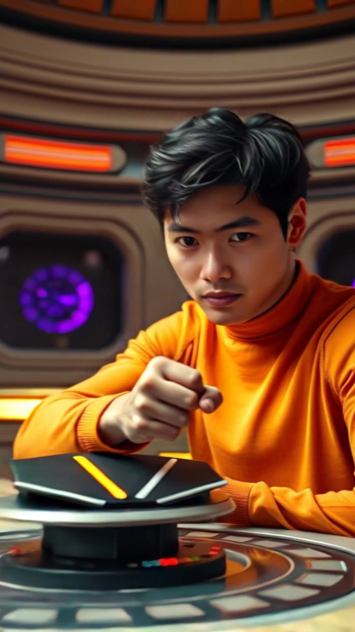 Subject: Lieutenant Chen, visibly frustrated. Subject movement: He abruptly slams his fist on the table. Scene: A tense military briefing room filled with maps and mission details, illuminated by cold fluorescent lights. Style: Sharp, dramatic lighting enhances the seriousness of the moment, casting deep shadows. Motion: The camera begins at a close-up of Lieutenant Chen's fist making contact, then quickly pulls back to capture the reaction of the surrounding team members.