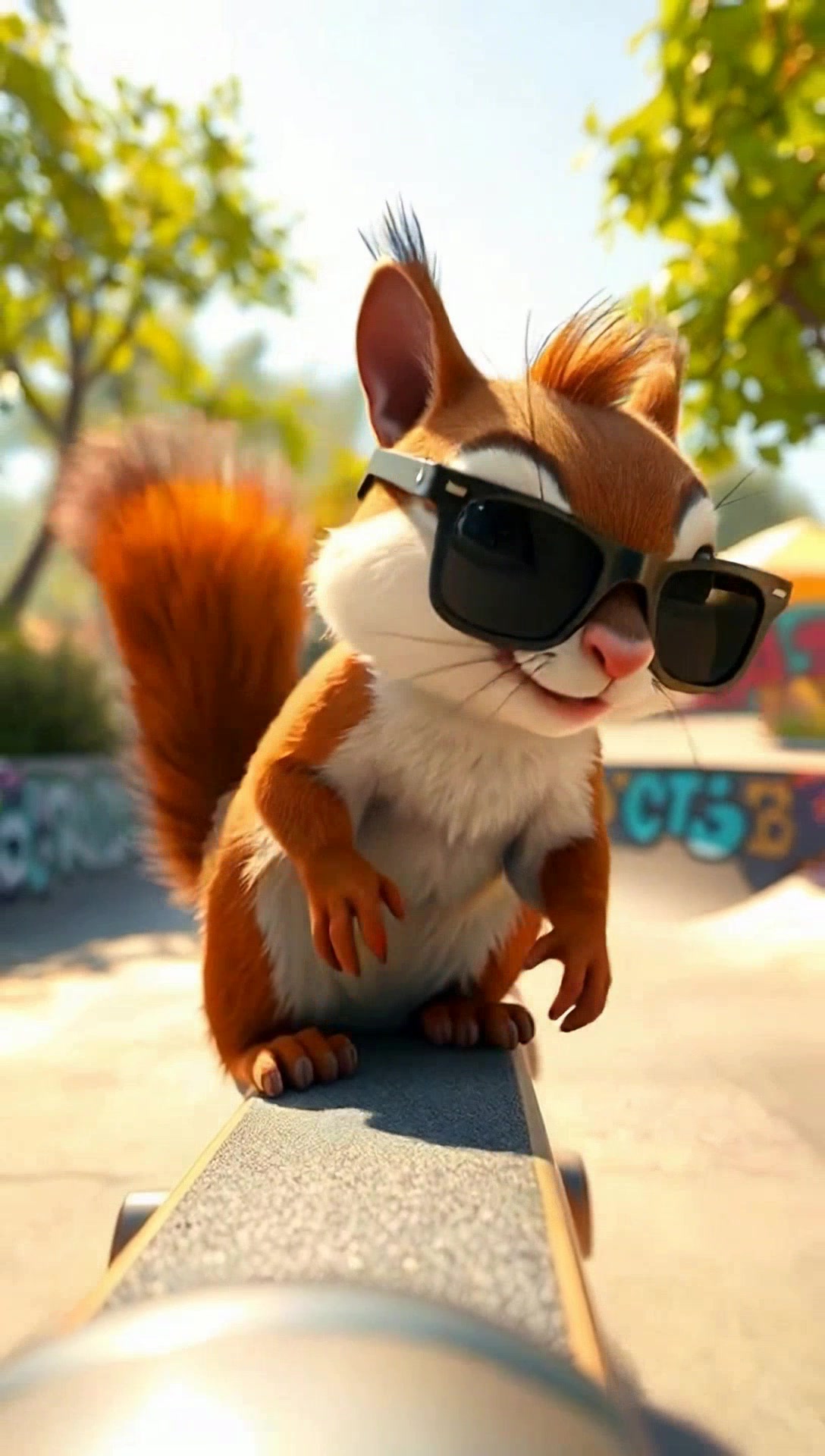 Squirrel Skateboarding Adventure: A Whimsical Stunt in the Park!