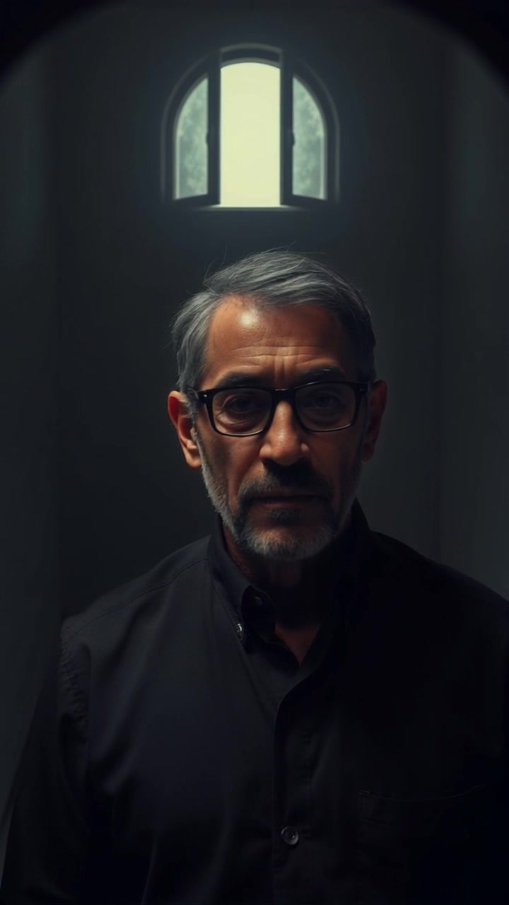 Scene: A dark, featureless space devoid of windows, amplifying the sense of emptiness and silence surrounding the environment. Style: Low-key lighting that highlights the starkness and stillness, creating a haunting atmosphere. Motion: The camera slowly glides through the void, revealing the boundless emptiness while subtle shadows dance across the walls.